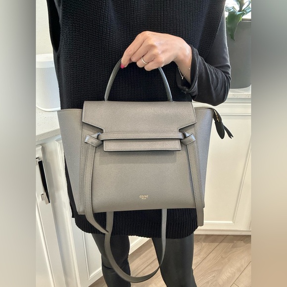 Celine Handbags - ❤️SOLD❤️ Auth CELINE Micro Grey Belt Bag in Grained Leather 9 x 8 IN